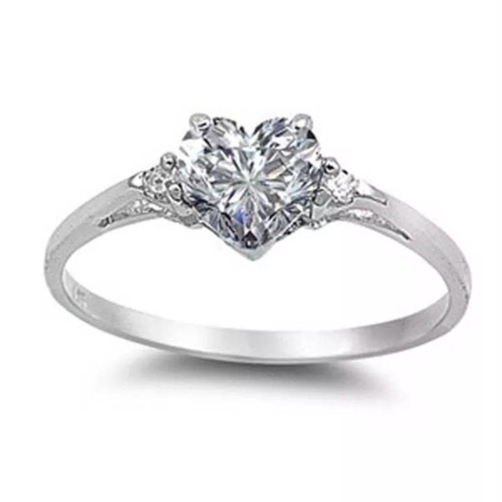 Heart Shape White Sapphire Ring